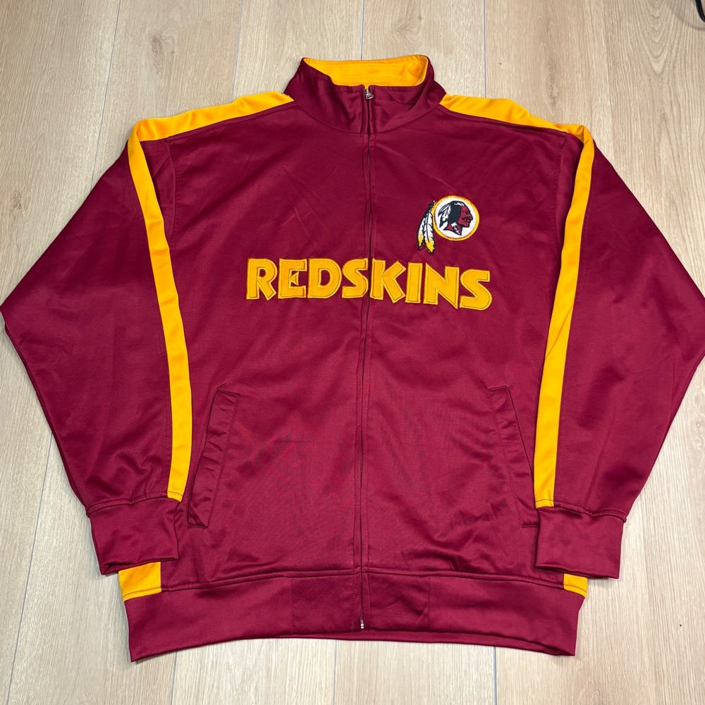Washington Redskins NFL Track Jacket Men XLT Burgundy Gold Full Zip Team Apparel